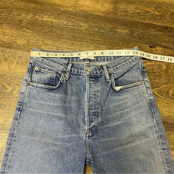Agolde Riley Jeans Straight Crop High Rise Button Fly Womens 27 Distressed - Picture 2 of 11